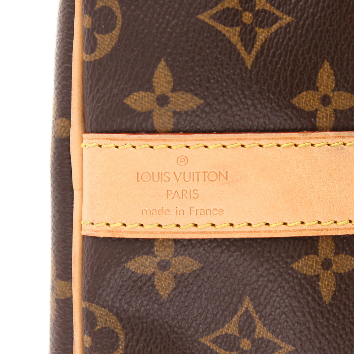 Bolsa de viaje Louis Vuitton  Keepall 60 en lona Monogram marrón y cuero natural - Detail D2