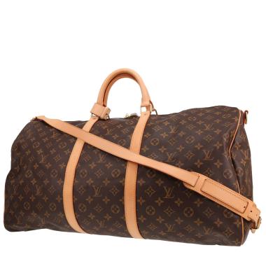 Borsa da viaggio Louis Vuitton  Keepall 60 in tela monogram marrone e pelle naturale