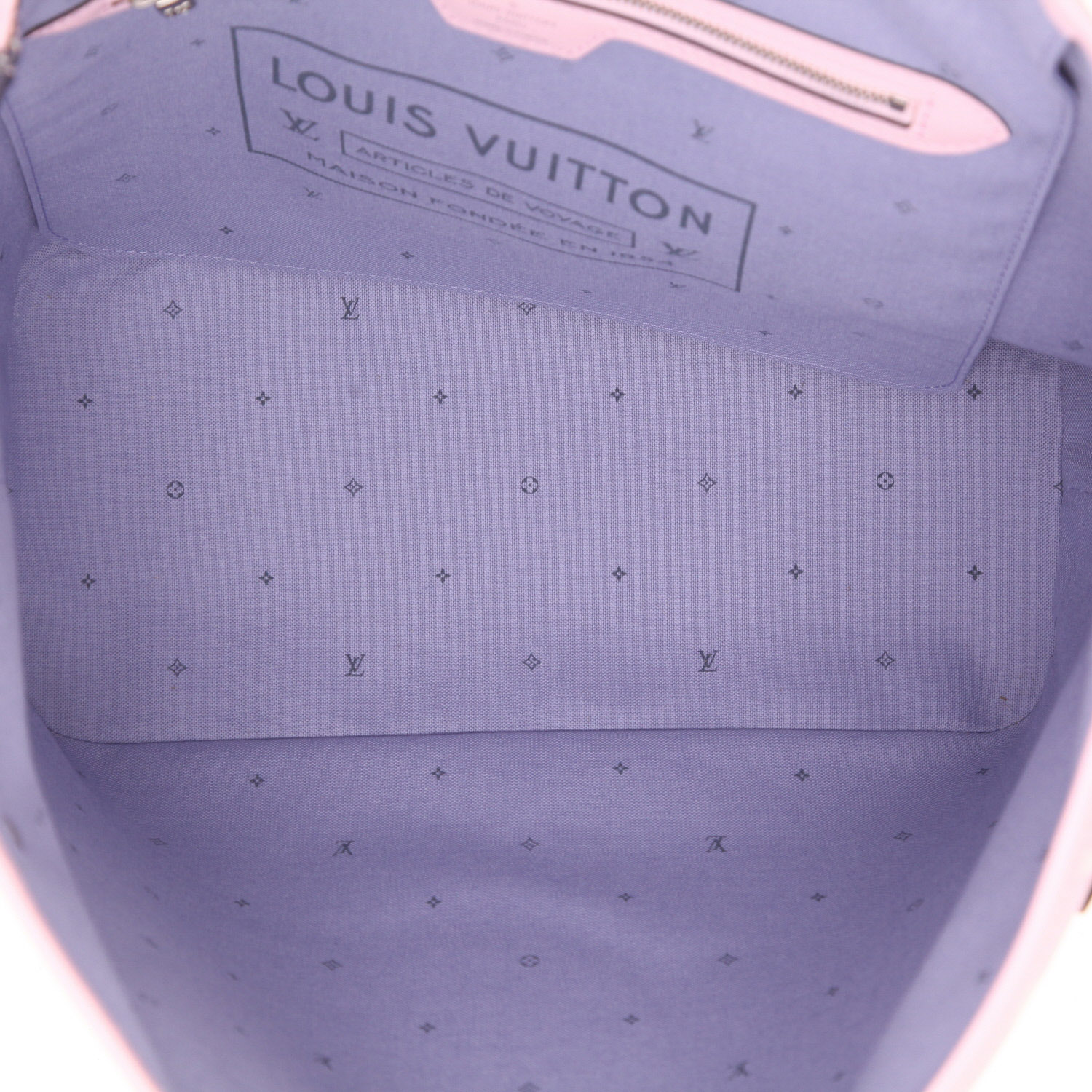 Bolso Cabás Louis Vuitton  Neverfull Editions Limitées en lona Monogram rosa, violeta azul y amarilla y cuero rosa - Detail D3