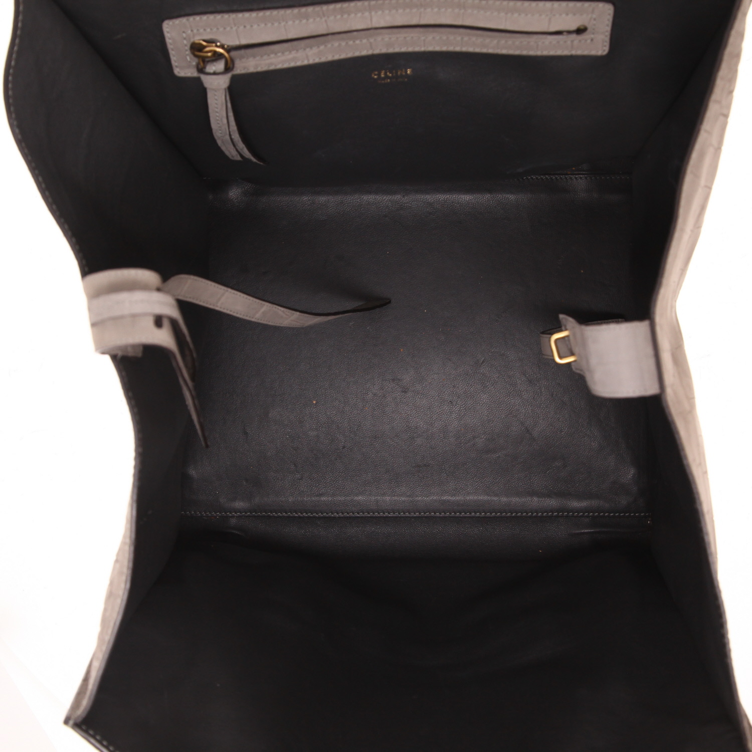 Sac cabas Celine  Phantom en cuir gris - Detail D3
