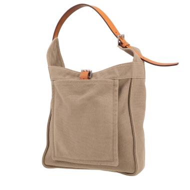 Hermès  Marwari shoulder bag  in beige canvas  and natural leather