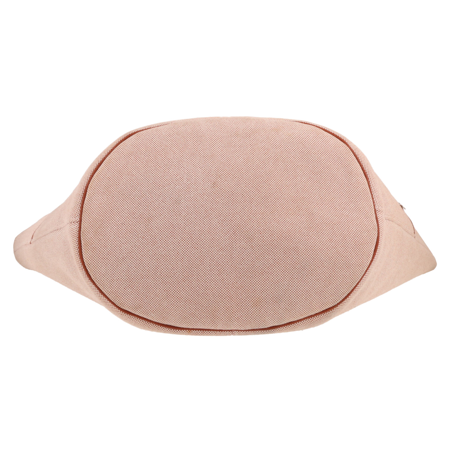 Bolso de mano Hermès   en lona beige y naranja - Detail D1