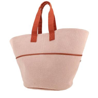Hermès   handbag  in beige and orange canvas