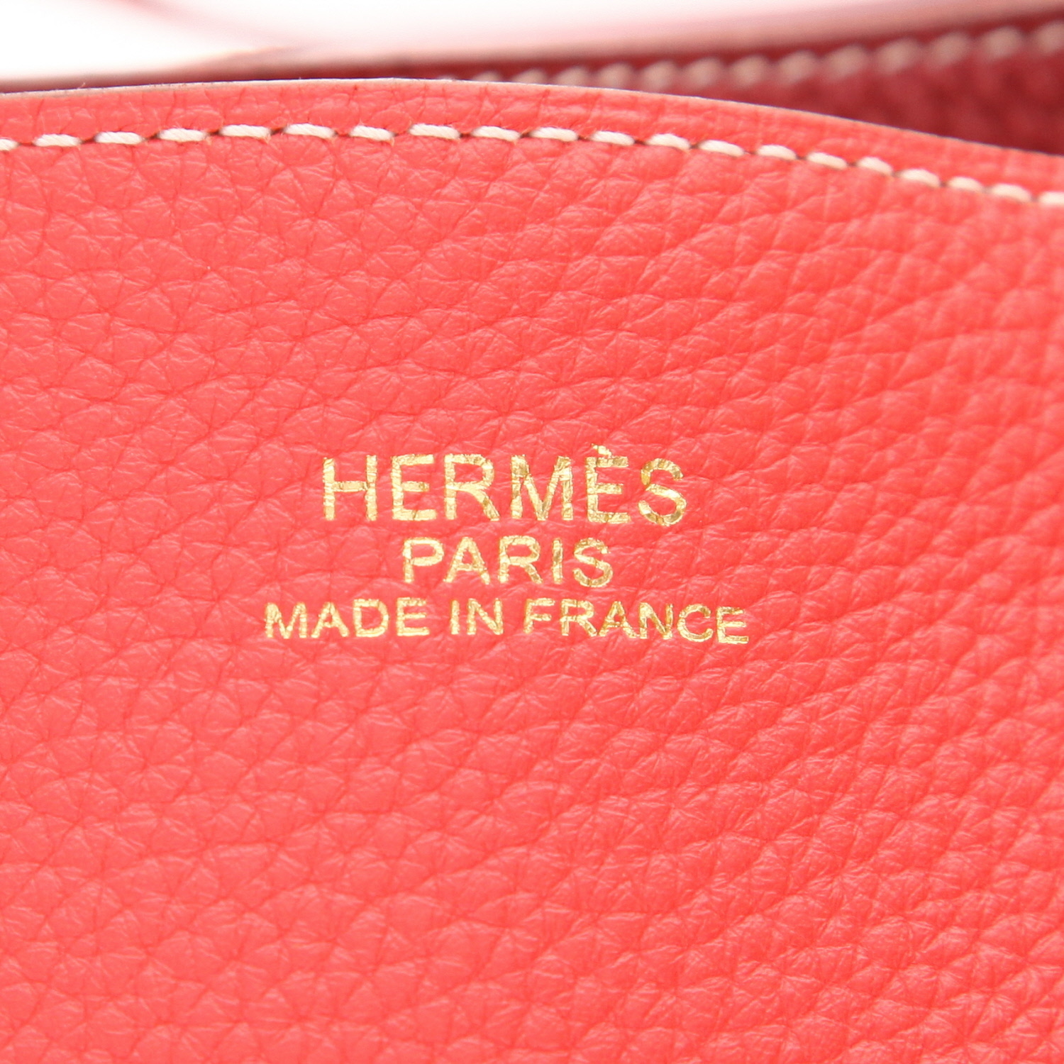 Bolso Cabás Hermès  Double Sens en cuero togo rosa Jaipur y color burdeos - Detail D2