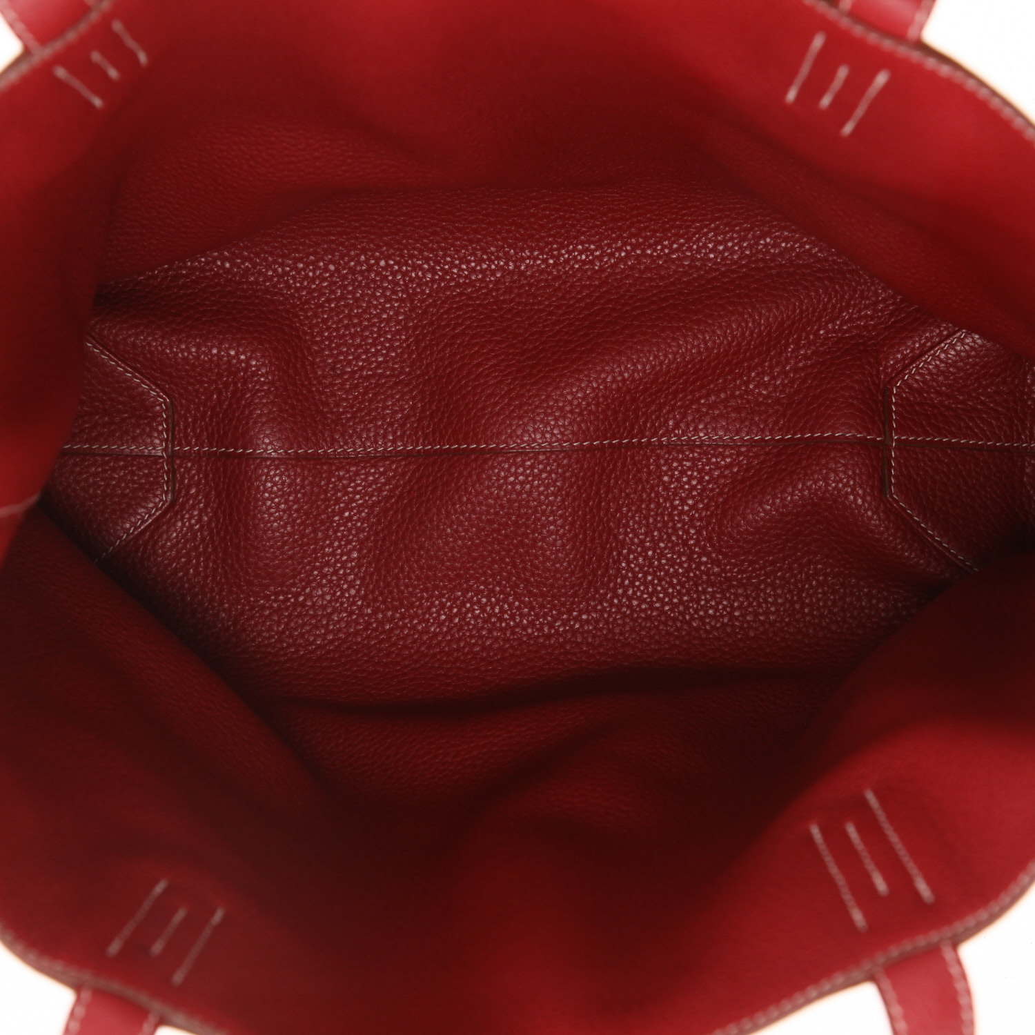 Bolso Cabás Hermès  Double Sens en cuero togo rosa Jaipur y color burdeos - Detail D3