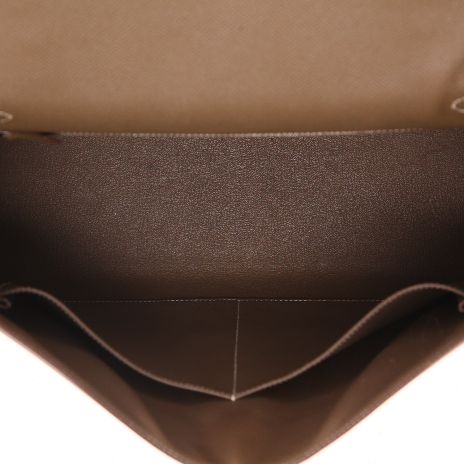 Bolso de mano Hermès  Kelly 35 cm en cuero epsom marrón etoupe - Detail D3