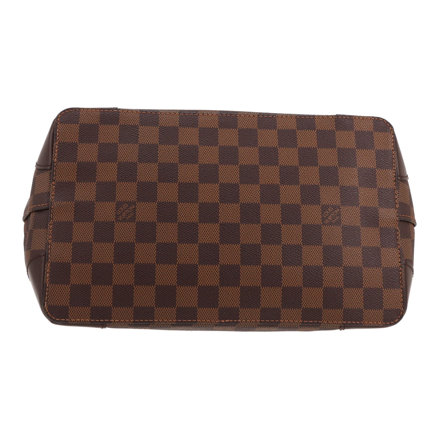 Sac à main Louis Vuitton  Hampstead en toile damier ébène et cuir marron - Detail D1