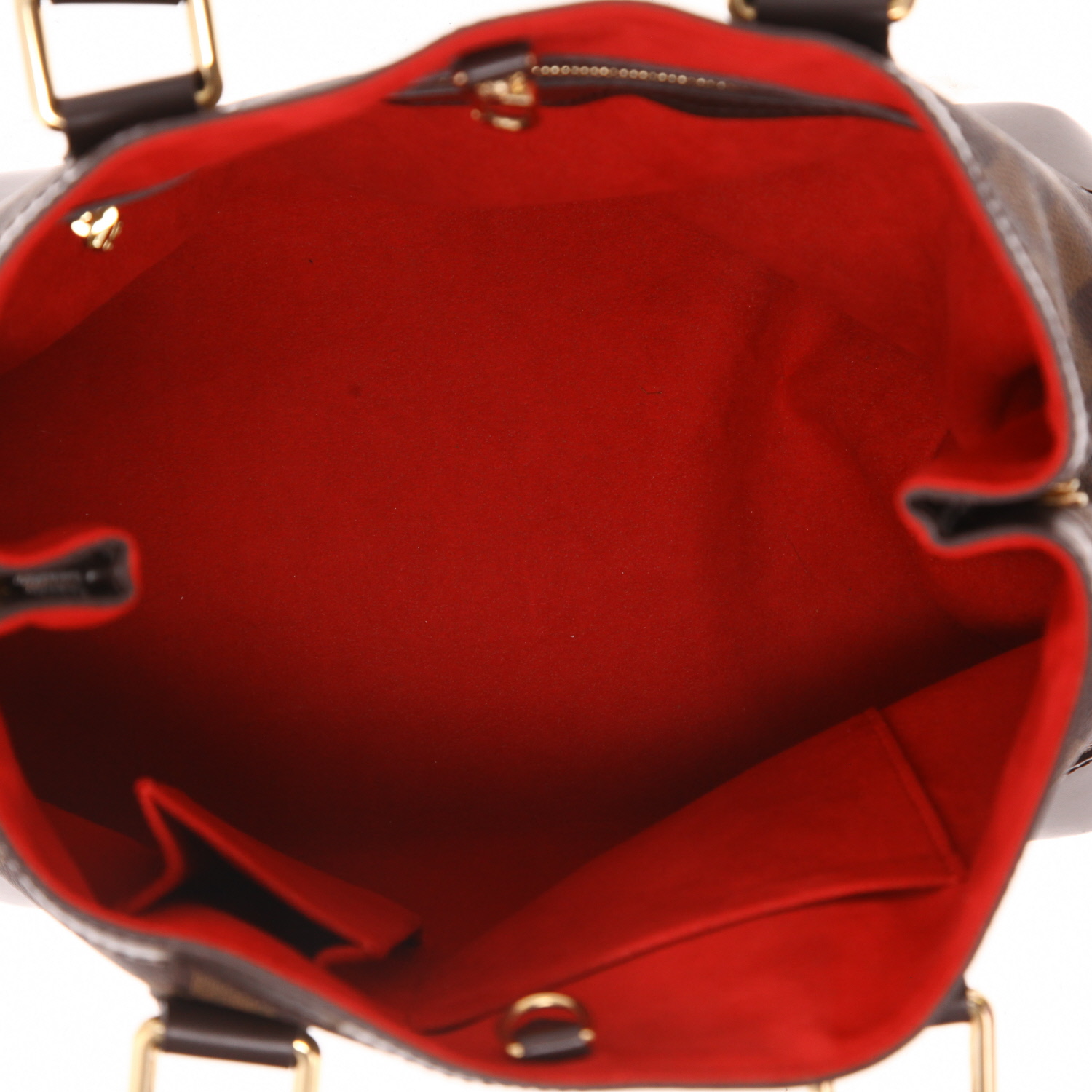 Borsa Louis Vuitton  Hampstead in tela a scacchi ebana e pelle marrone - Detail D3