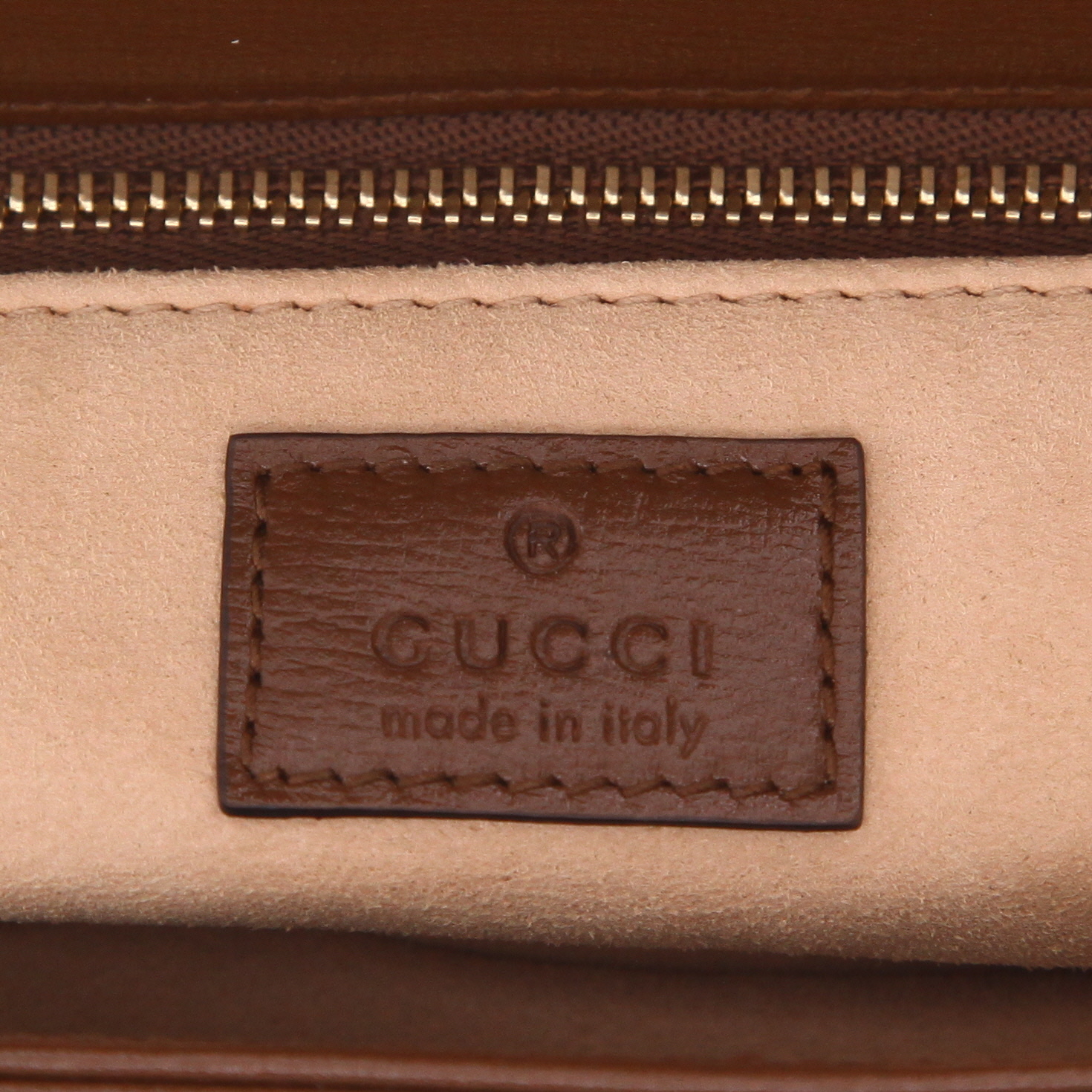 Sac bandoulière Gucci  1955 Horsebit en toile sûpreme GG beige et cuir marron - Detail D2