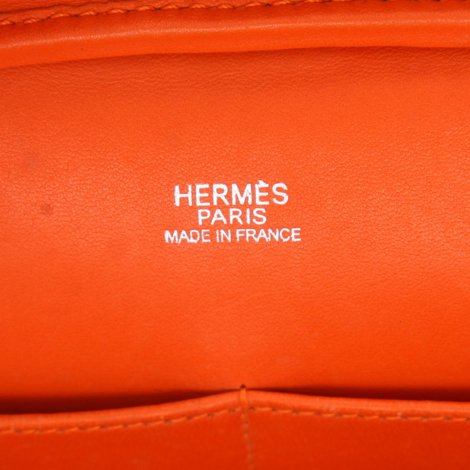 Sac à main Hermès  Plume en cuir Mysore orange - Detail D2
