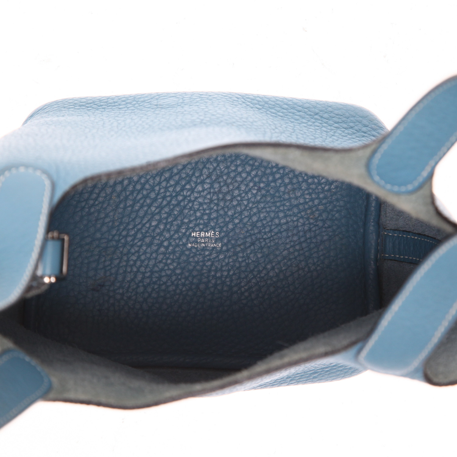 Hermès Picotin 18 cm handbag in denim blue Togo leather - Detail D3
