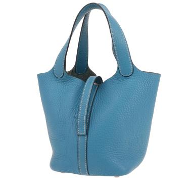Borsa Hermès Picotin da 18 cm in pelle Togo blu jeans