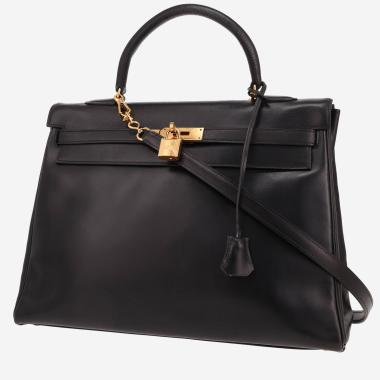 Sac à main Hermès  Kelly 35 cm en cuir box noir