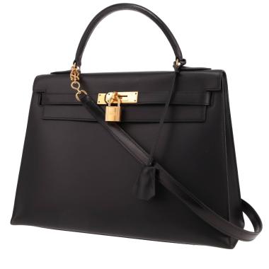 Hermès Kelly 32 cm handbag in Noir box leather