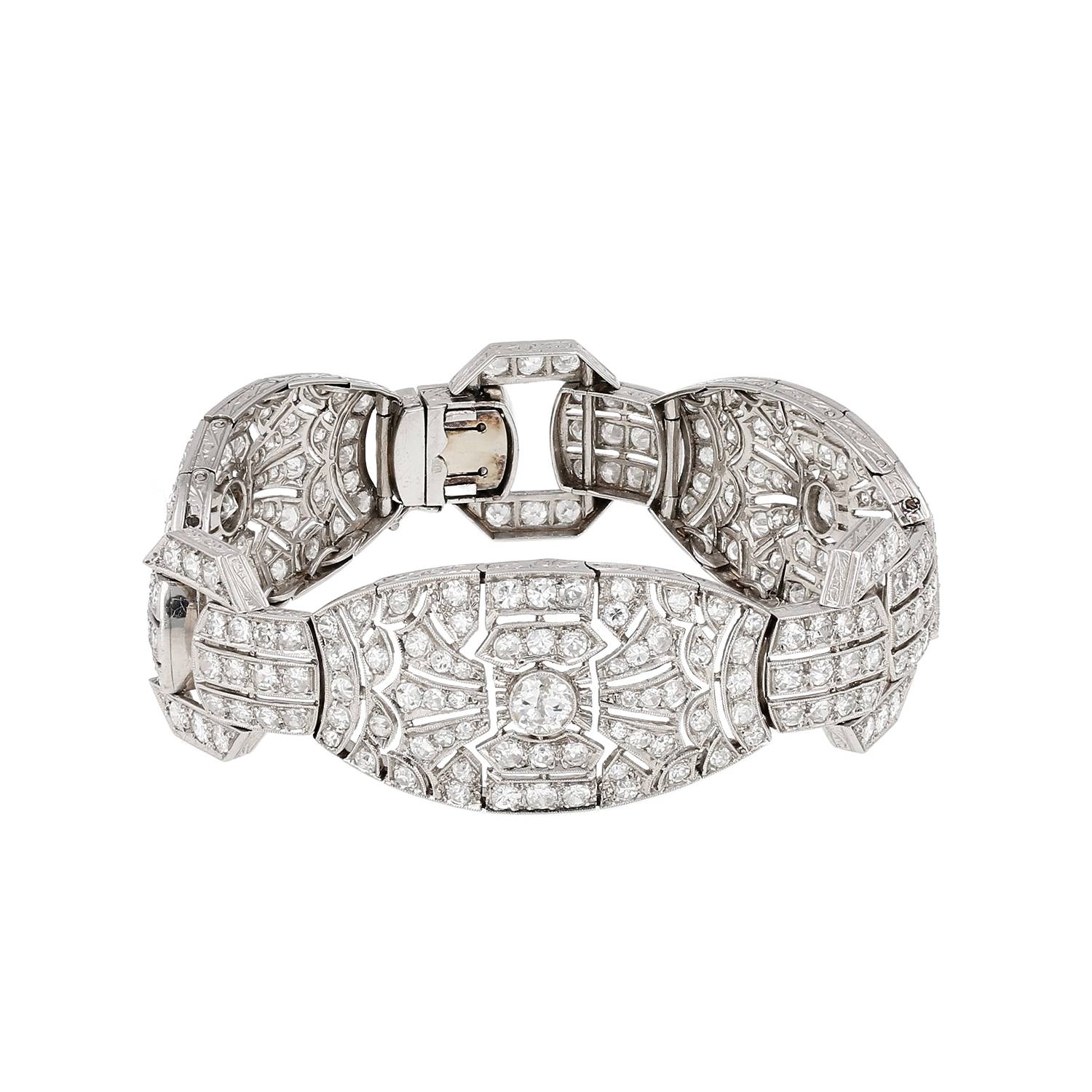 Bracelet Art Déco Vintage en platine et diamants