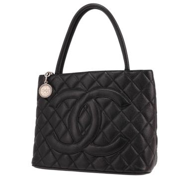 Chanel  Medaillon handbag  in black quilted grained leather