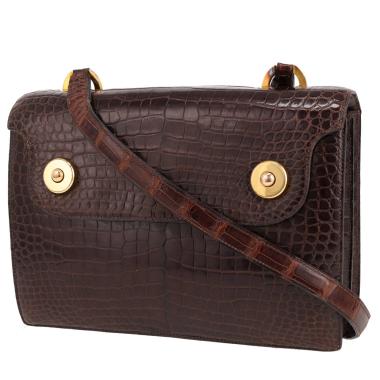 Bolso de mano Hermès  Vintage en cocodrilo marrón