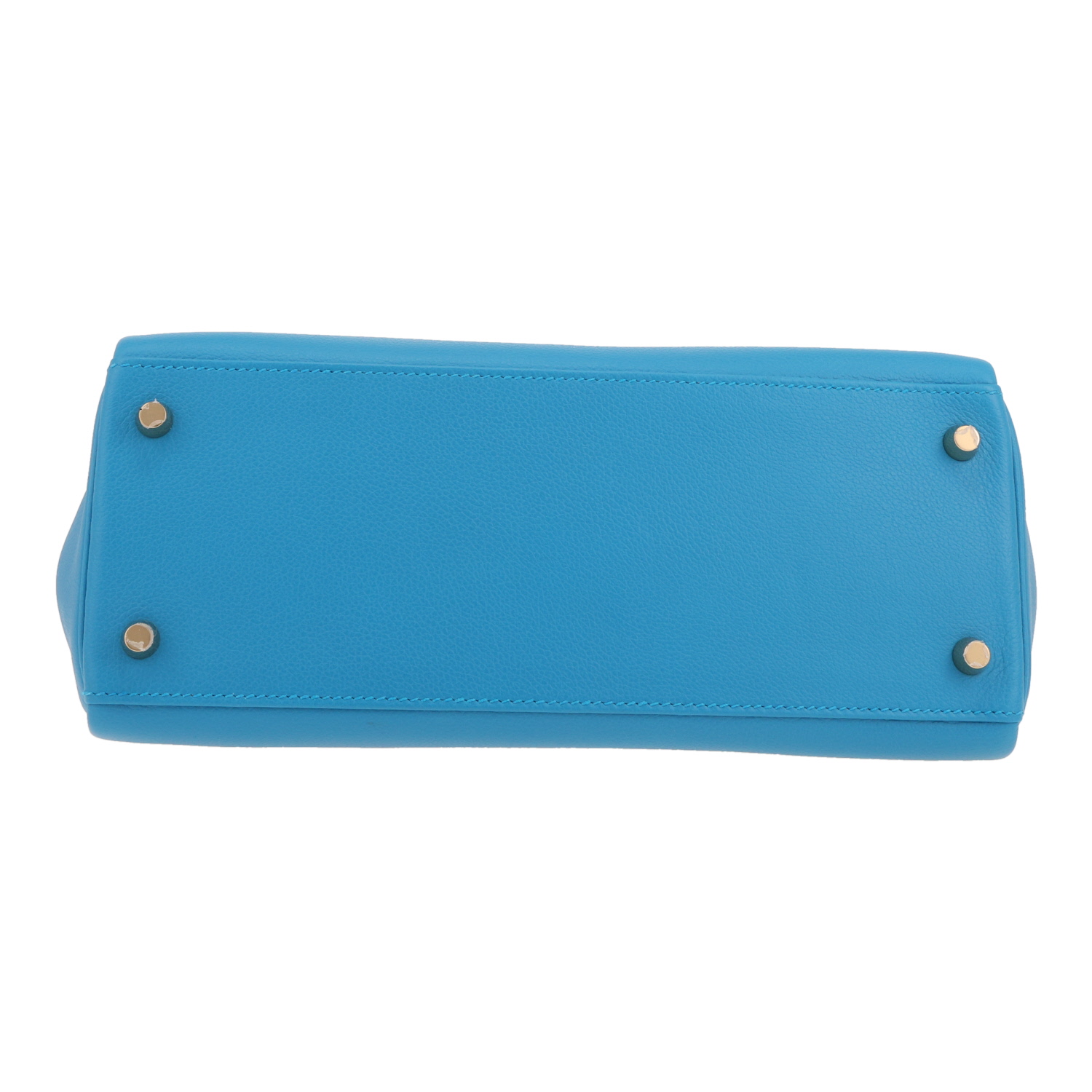 Hermès  Kelly 28 cm handbag  in blue Evergrain leather - Detail D1