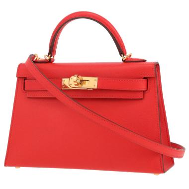Sac bandoulière Hermès  Kelly 20 cm en Veau Madame Rouge de Coeur