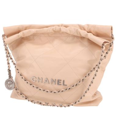 Chanel  22 shopping bag  in beige leather