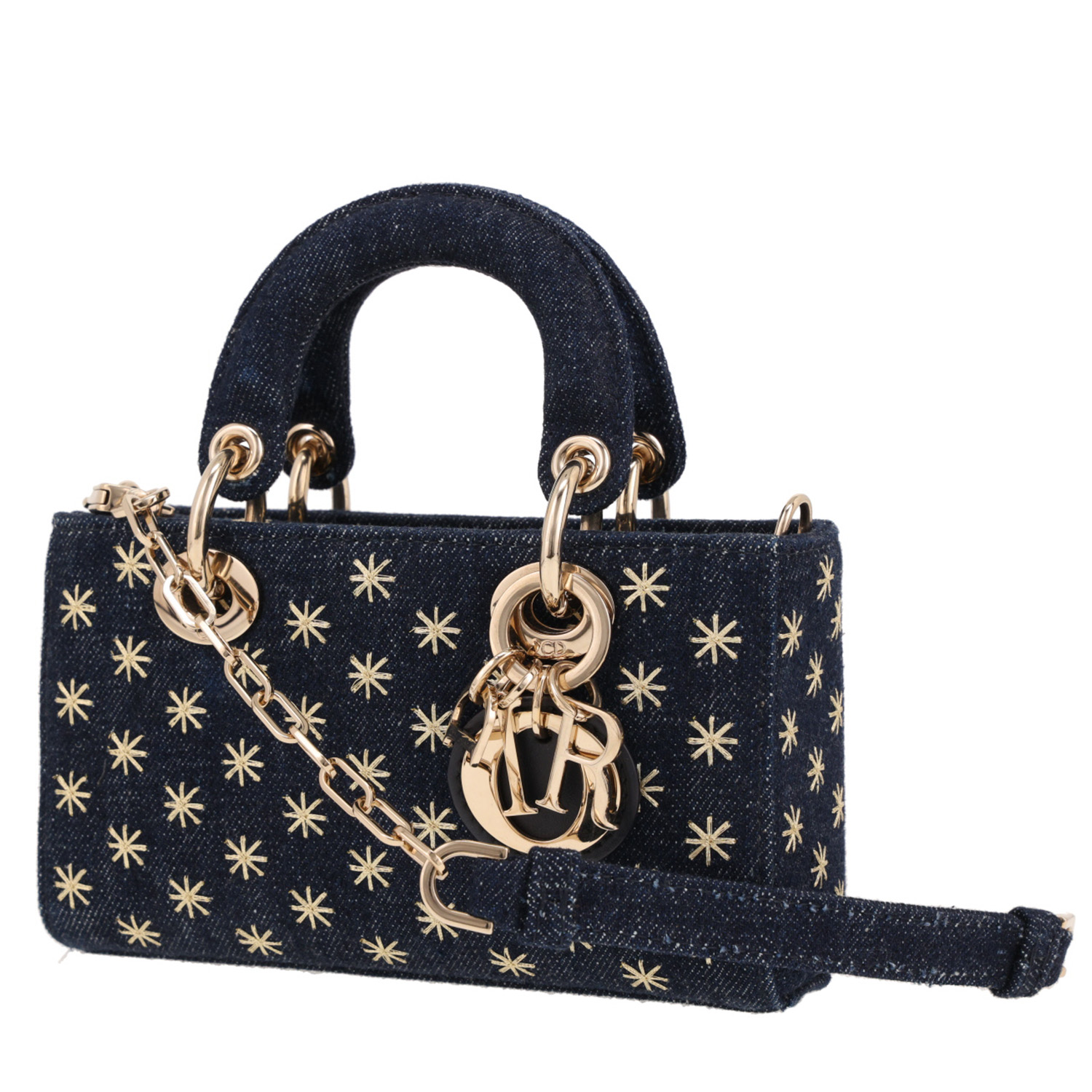 Sac bandoulière Dior  Lady D-Joy micro en denim bleu - Detail D4