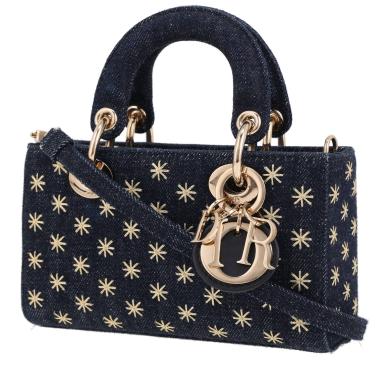 Sac bandoulière Dior  Lady D-Joy micro en denim bleu