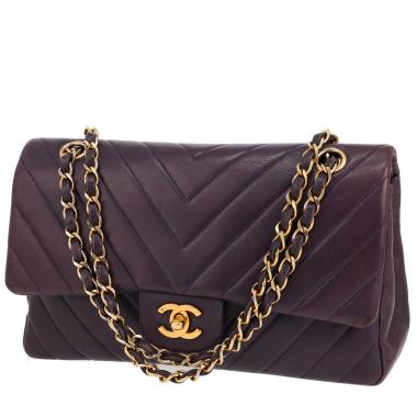 Sac à main Chanel  Timeless Classic en cuir matelassé chevrons violet