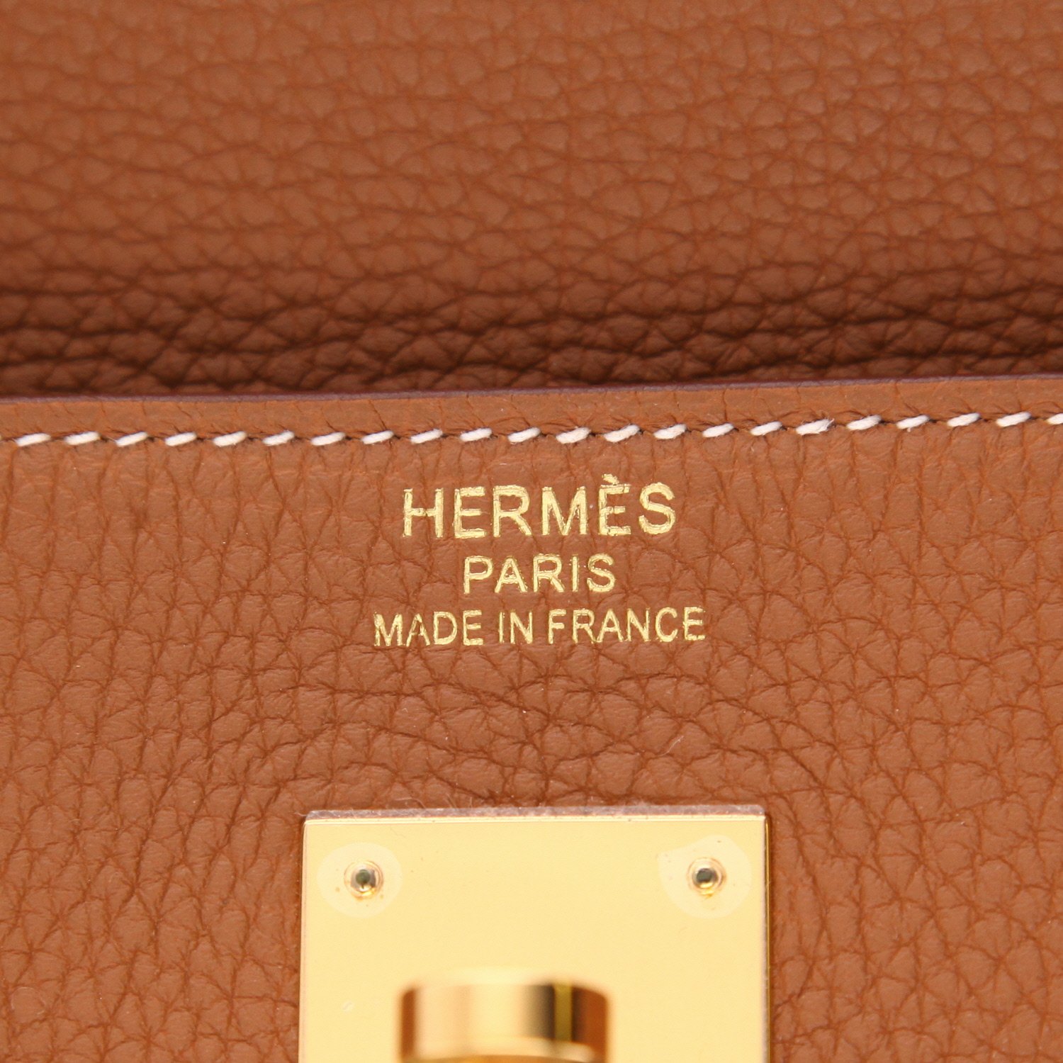Bolso de mano Hermès  Birkin 40 cm en cuero togo color oro - Detail D2