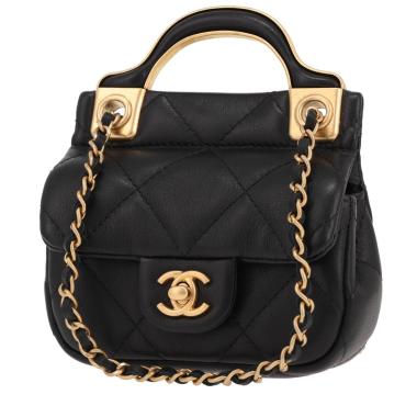 Bolso bandolera Chanel  Chain Pouch mini  en cuero acolchado negro