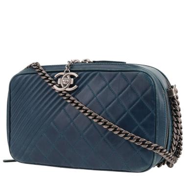 Bolso bandolera Chanel   en cuero acolchado azul