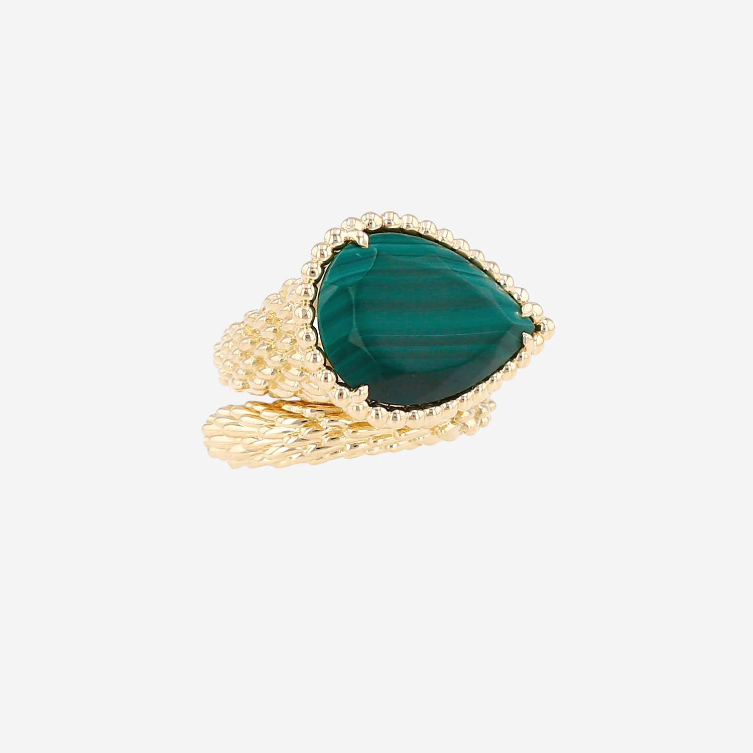 Anello Boucheron Serpent Bohème taglia L in oro giallo e malachite