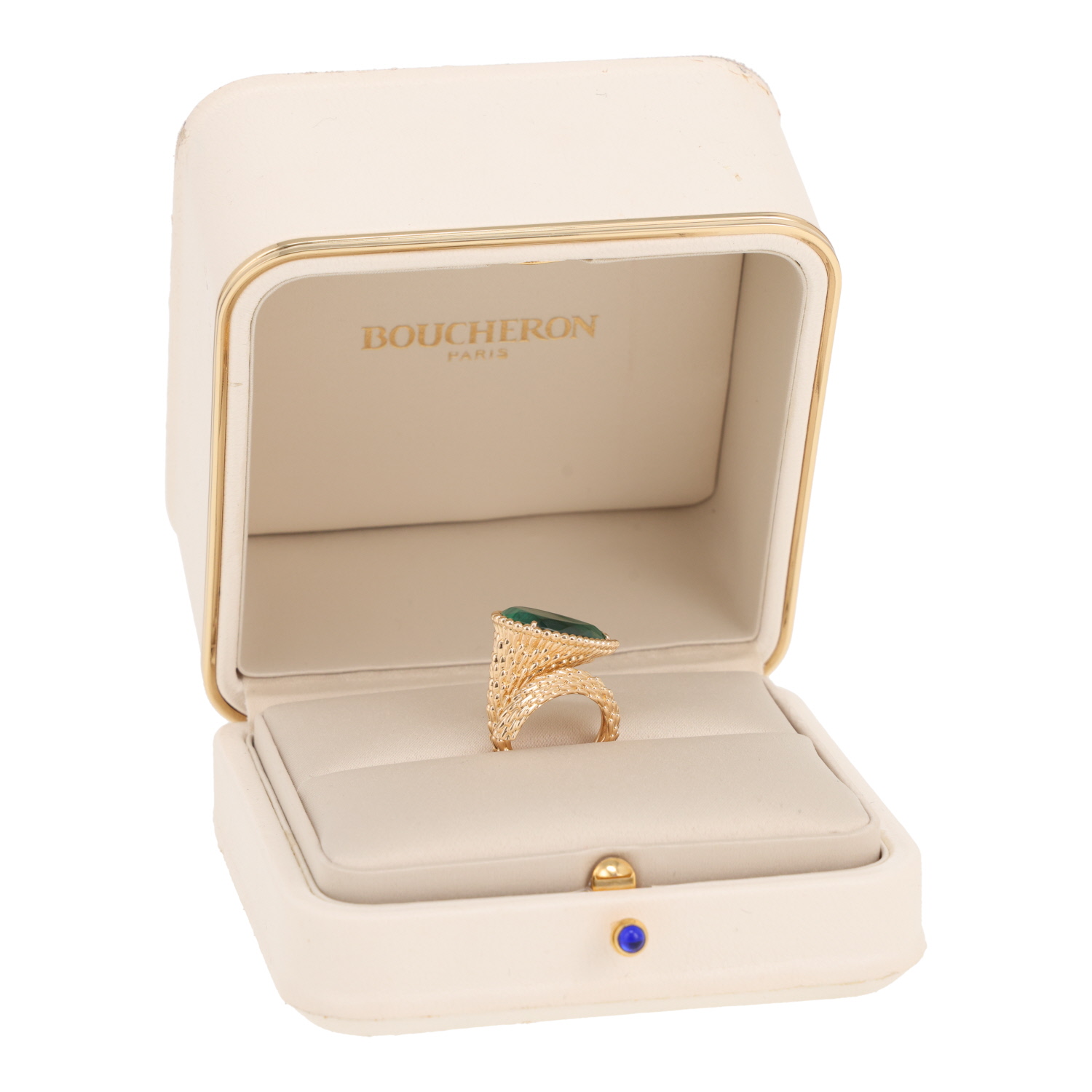 Bague Boucheron Serpent Bohème taille L en or jaune et malachite - Detail D2