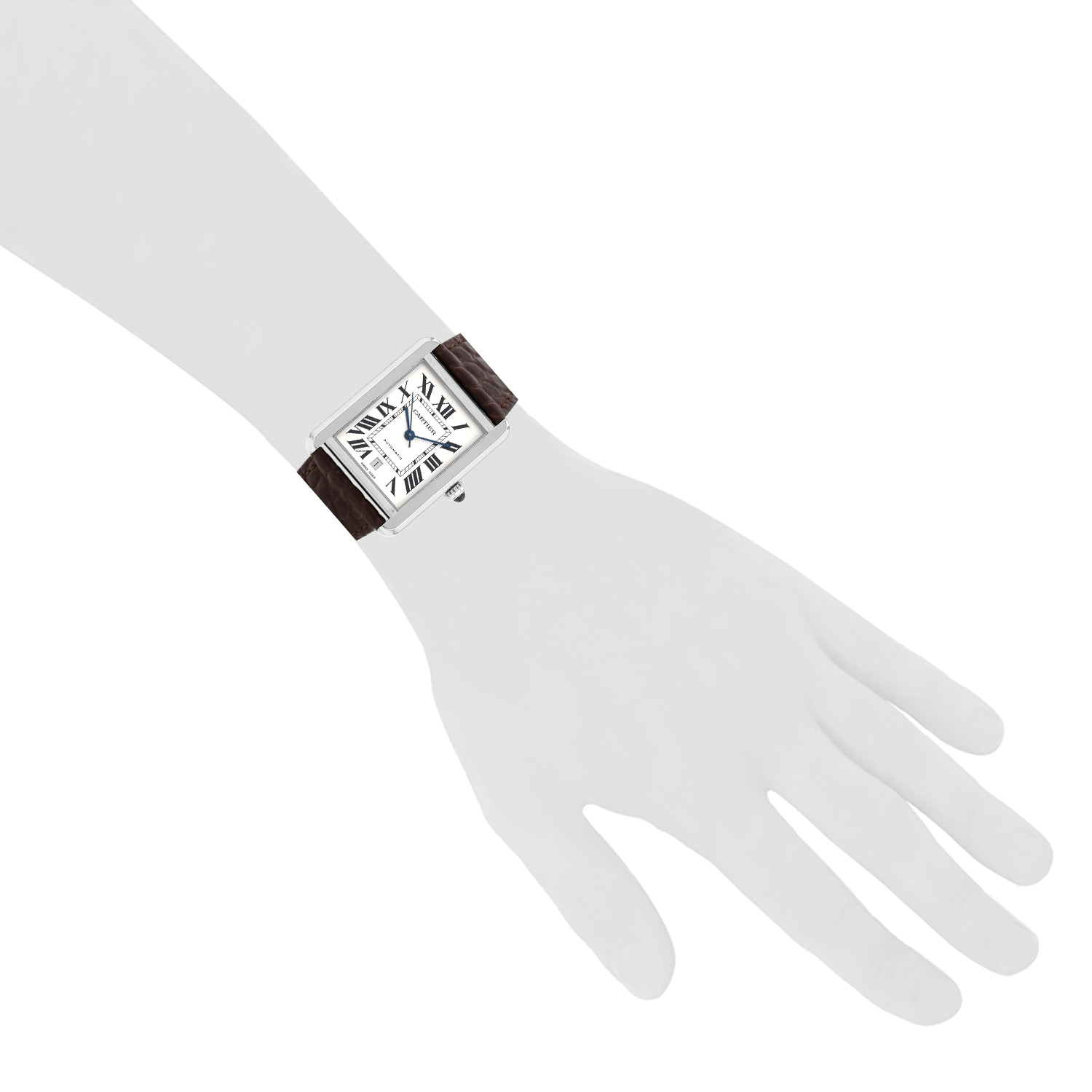 Orologio Cartier Tank Solo taglia XL  in acciaio Ref: Cartier - 3800  Circa 2010 - Detail D1