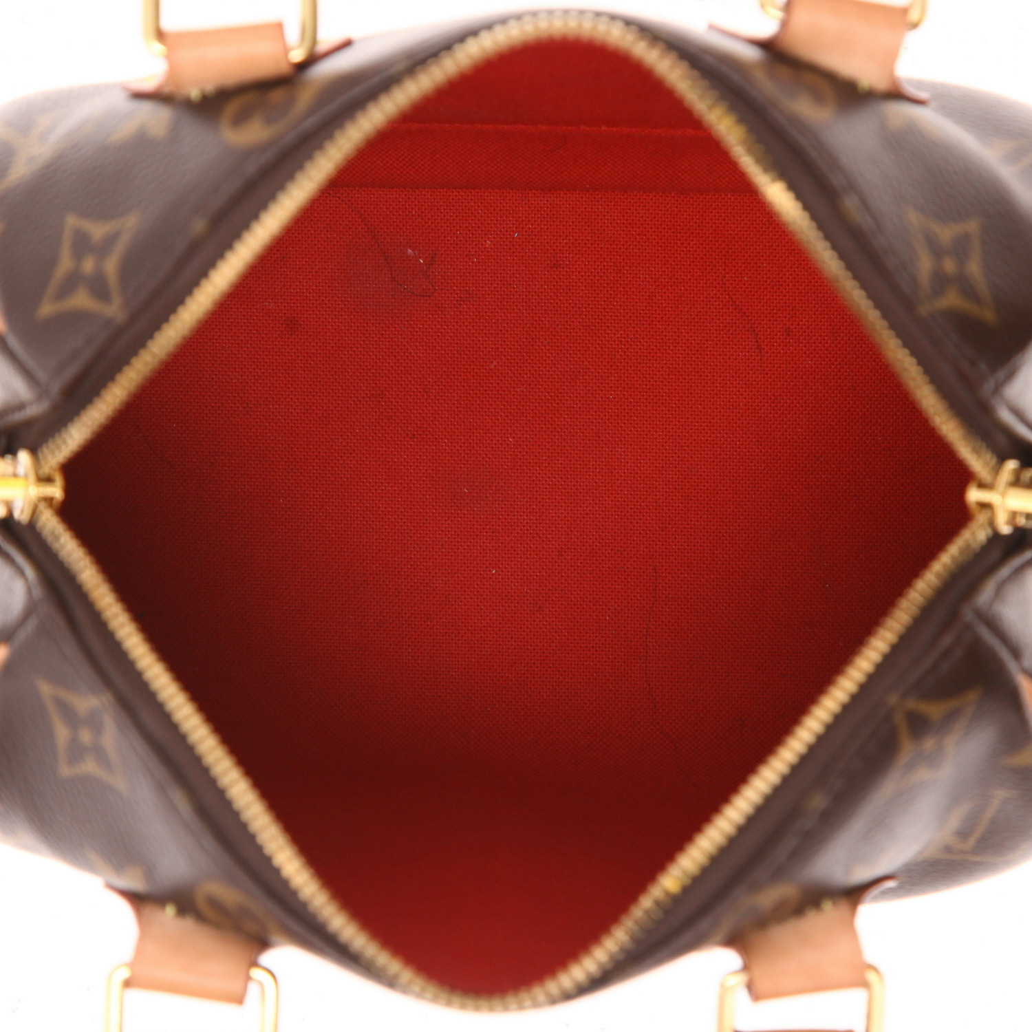 Louis Vuitton  Speedy 20 cm shoulder bag  in brown monogram canvas  and natural leather - Detail D3