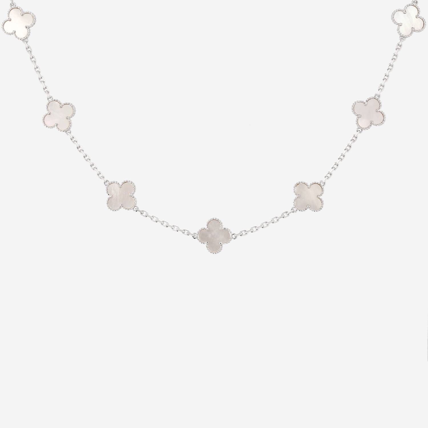 Collana Van Cleef & Arpels Vintage Alhambra in oro bianco e madreperla