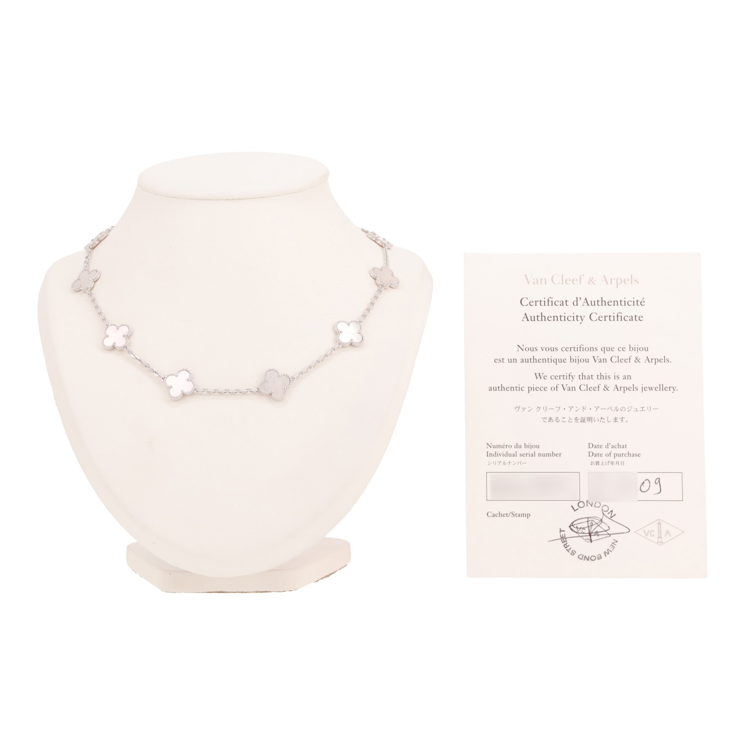 Collana Van Cleef & Arpels Vintage Alhambra in oro bianco e madreperla - Detail D2