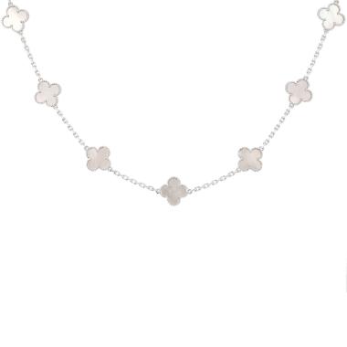 Van Cleef & Arpels Vintage Alhambra necklace in white gold and mother of pearl