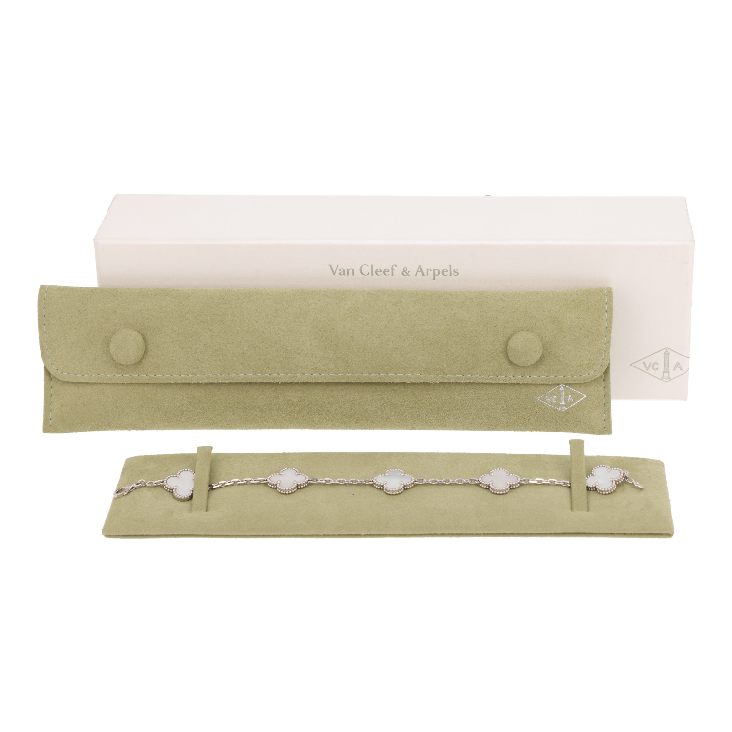 Van Cleef & Arpels Vintage Alhambra bracelet in white gold and mother of pearl