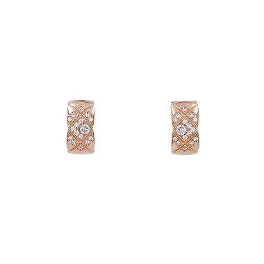Chanel Coco Crush hoop earrings in beige gold and diamonds