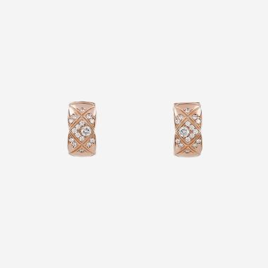 Chanel Coco Crush hoop earrings in beige gold and diamonds