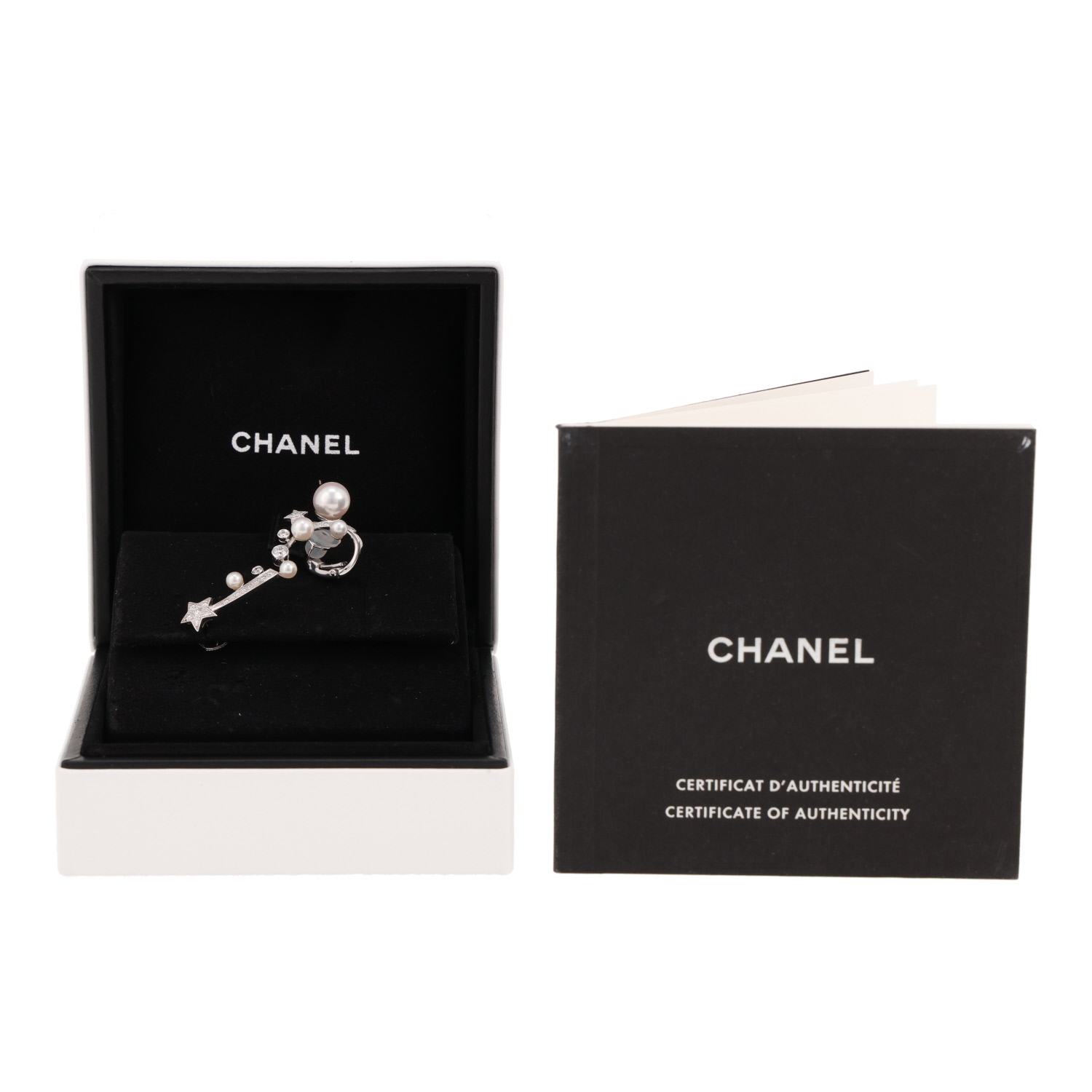 Chanel Comètes earring in white gold, diamonds and cultured pearls - Detail D2