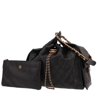 Chanel  25 small model  shoulder bag  in black quilted grained leather