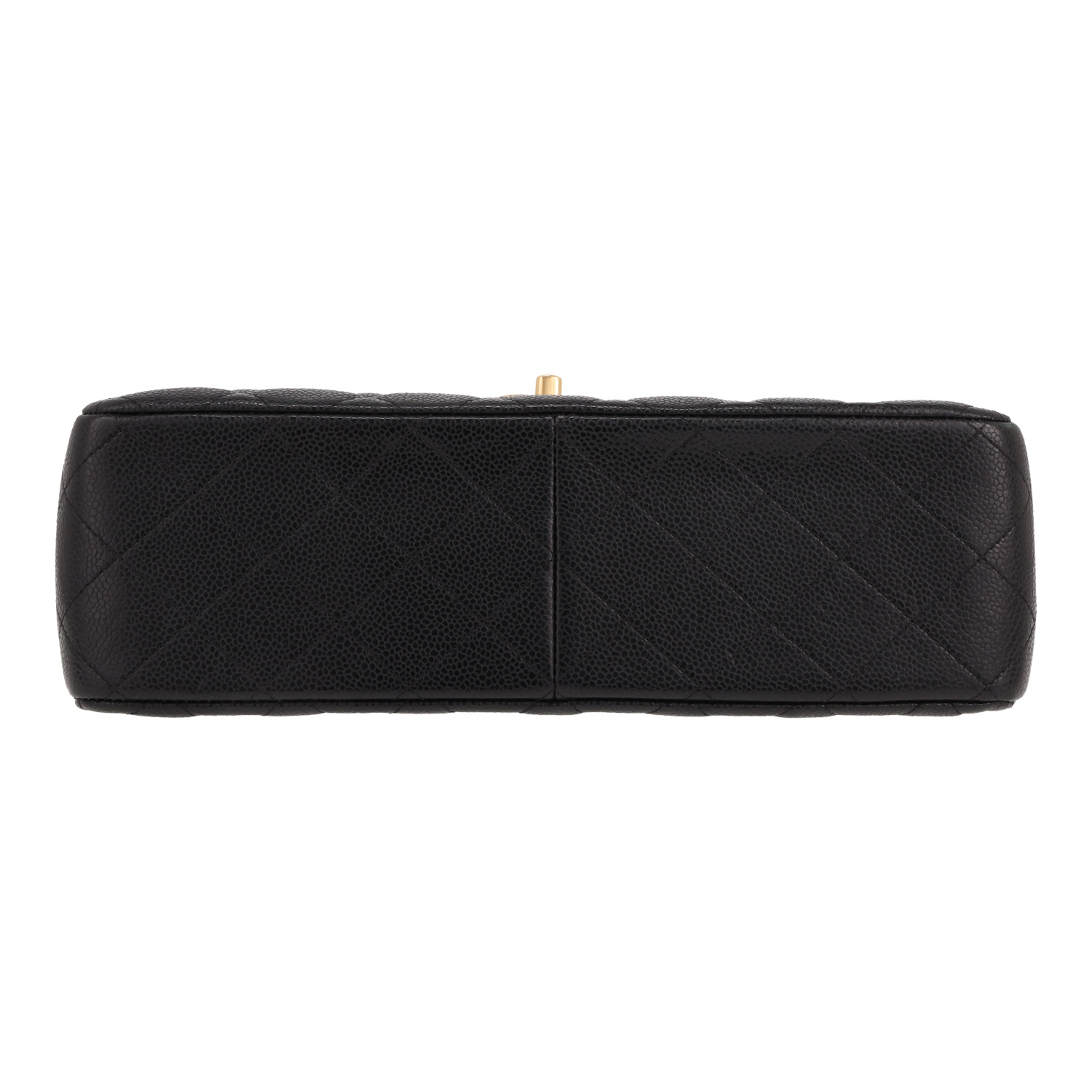 Chanel  Timeless Jumbo shoulder bag  in black quilted grained leather - Detail D1