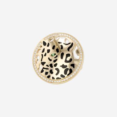 Anello Cartier Panthère in oro giallo, diamanti e lacca nero