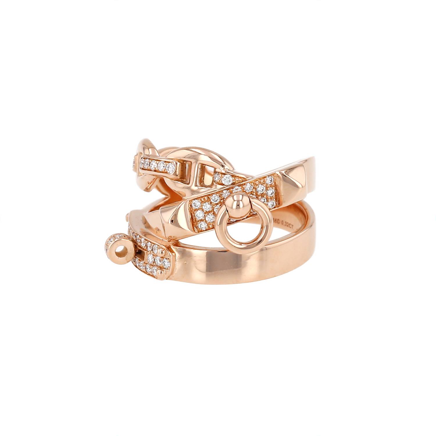 Bague Hermès Alchimie or rose diamants occasion