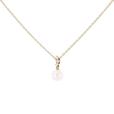 Pendentif Tasaki  en or jaune, diamants et perle de culture