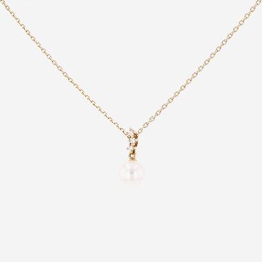Pendentif Tasaki  en or jaune, diamants et perle de culture