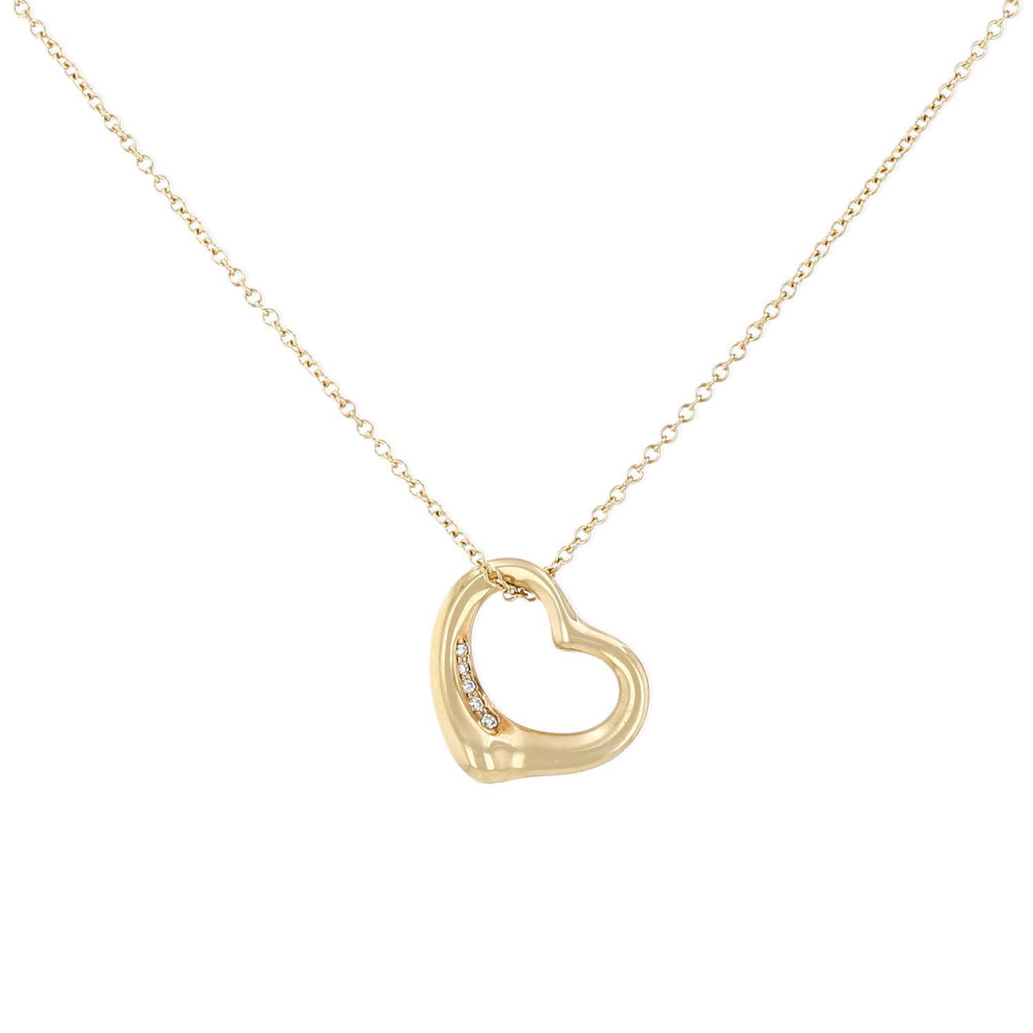Pendentif Tiffany & Co Open Heart en or jaune et diamants Pendentif Tiffany & Co Open Heart en or jaune et diamants