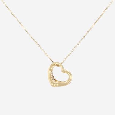 Tiffany & Co Open Heart pendant in yellow gold and diamonds