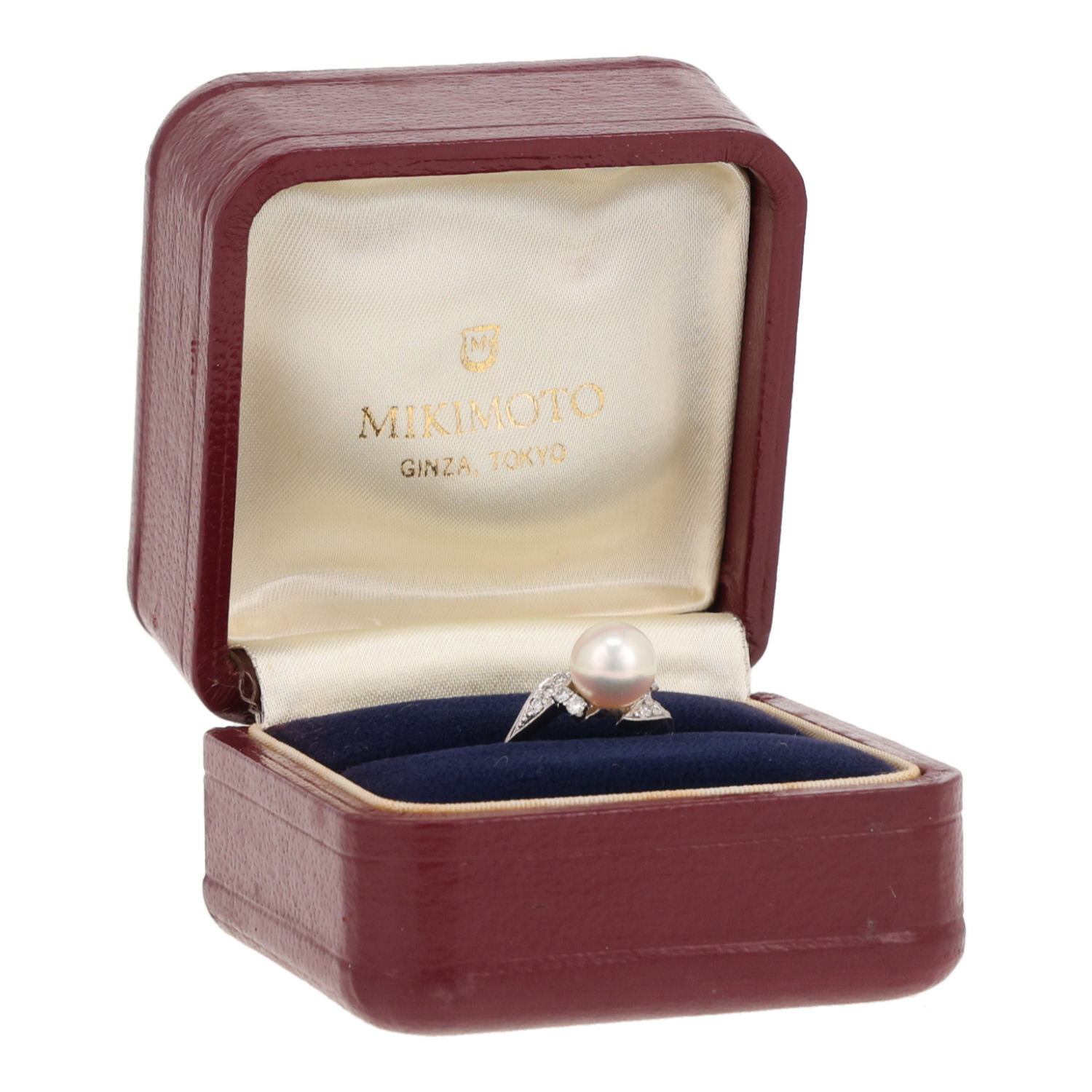 Sortija Mikimoto  de platino, perla cultivada y diamantes - Detail D2